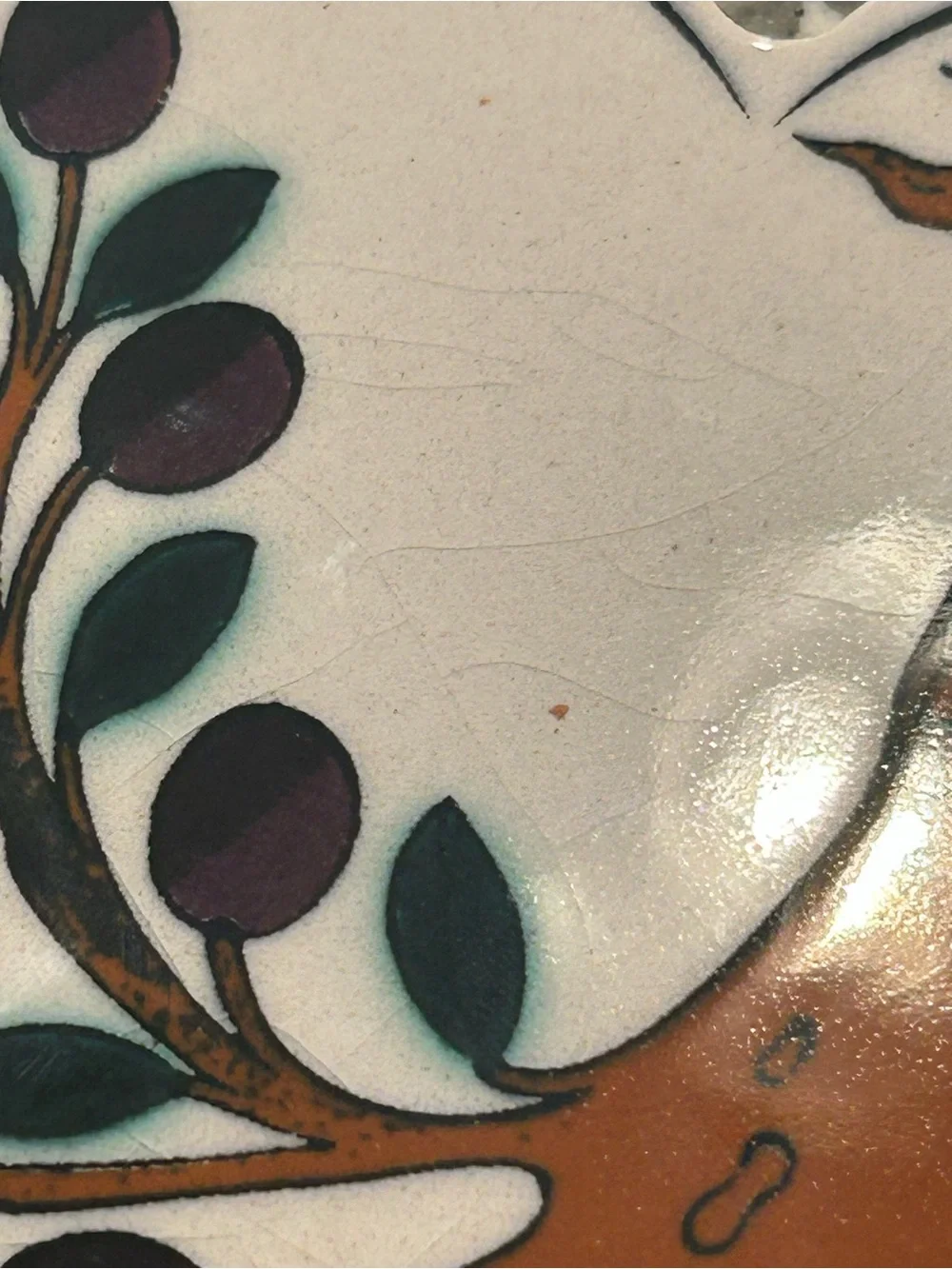 Vintage Turkish Olive Tree of Life Ceramic Trivet Made in Turkey